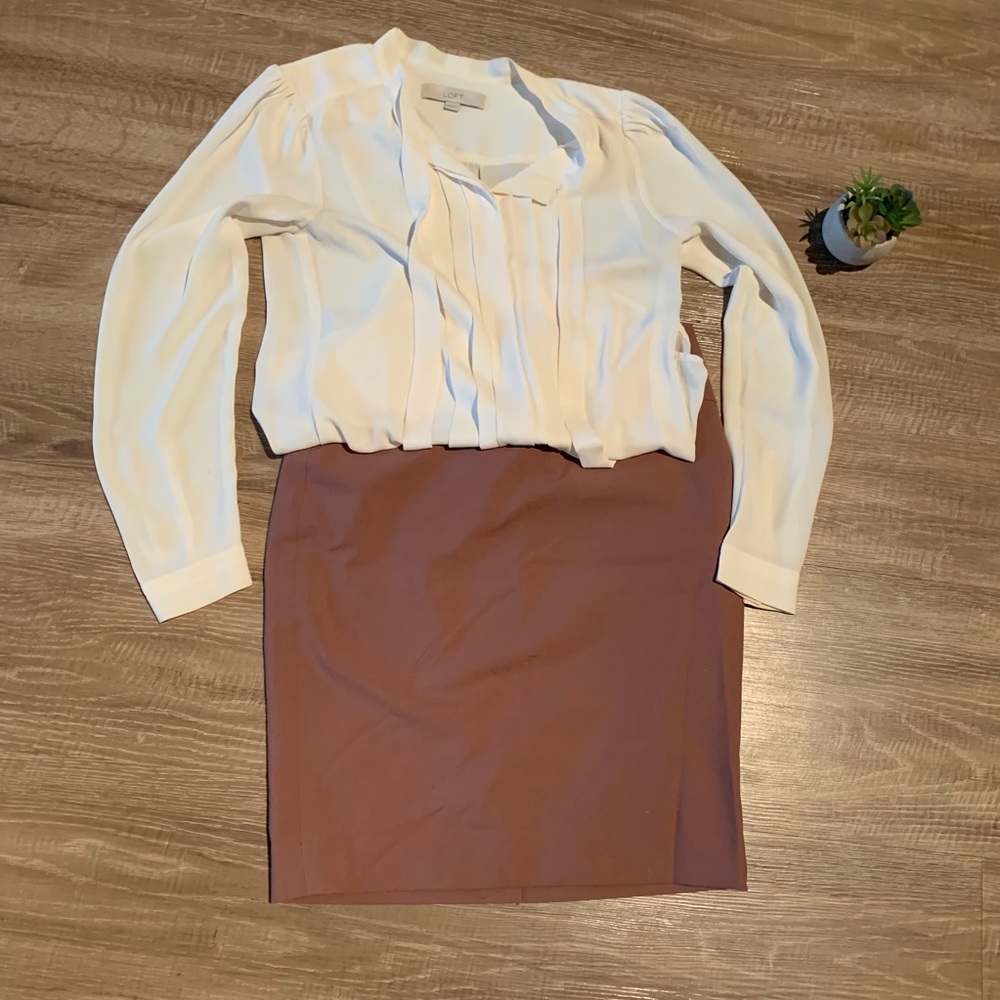 LOFT XXS White Long Sleeved Blouse